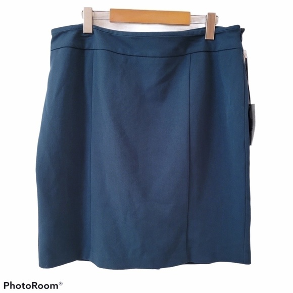 𝅺teal A line Med Length Side Zip Lined Skirt  Sz 14 - Picture 1 of 7